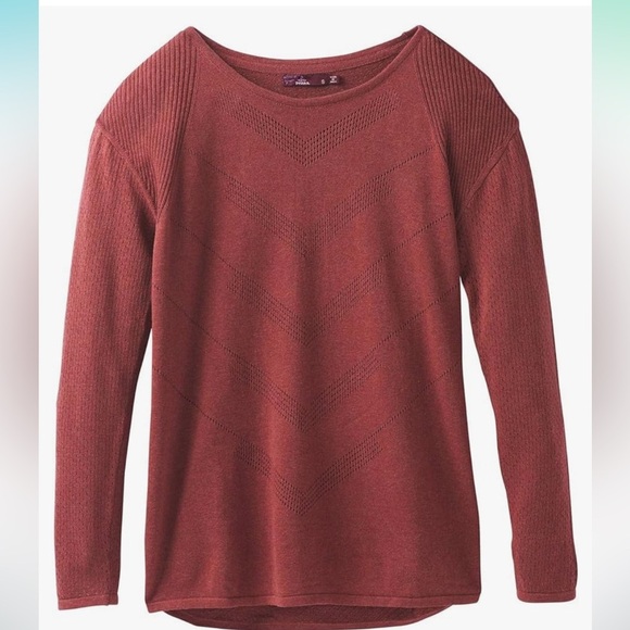 Prana Women's Mainspring Long Sleeve Perforated Sweater W23180538 Medium EUC - Picture 2 of 6